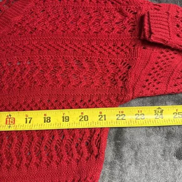a.n.a Women's Plus Size 2X Red Open Knit  Sweater – Lightweight Layering Top - Picture 6 of 9